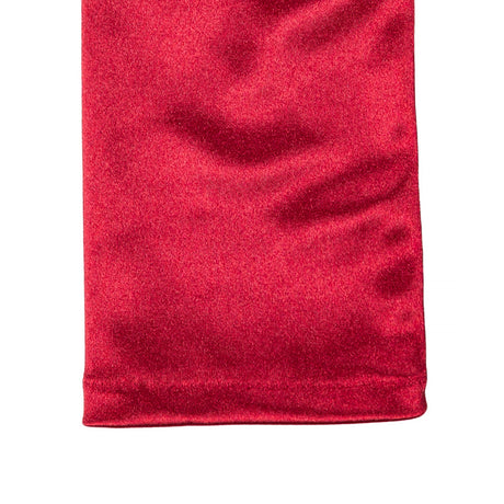 Women's long opera satin gloves in berry close up of the cuff