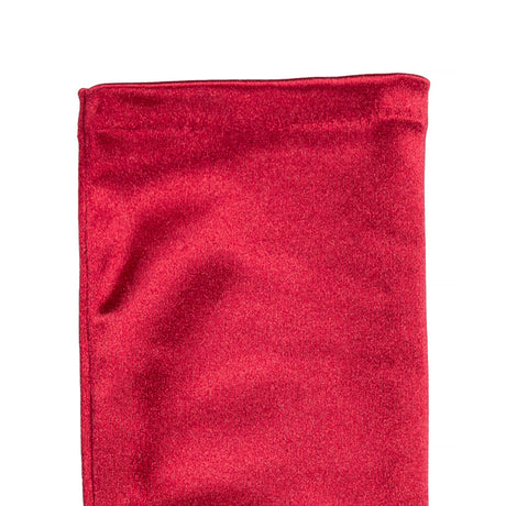 Women's long opera satin gloves in berry - cuff