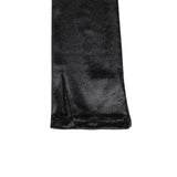 Women's long opera satin gloves in black - close up of the cuff