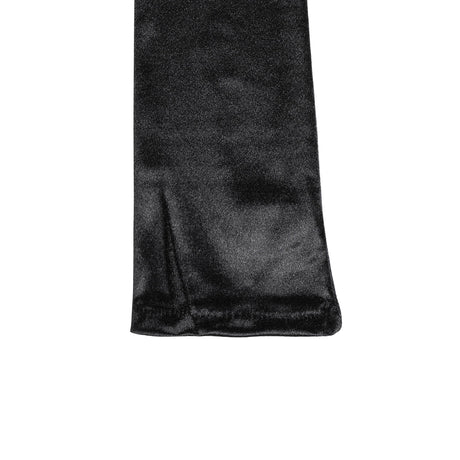 Women's long opera satin gloves in black - close up of the cuff