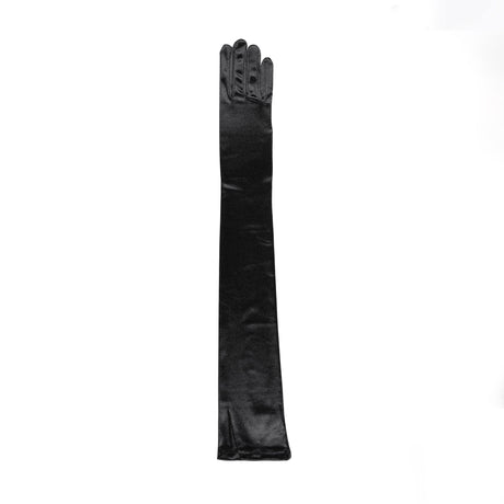 Women's long opera satin gloves in black - single glove