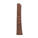Women's long opera satin gloves in bronze- single glove