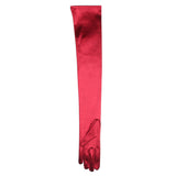 Women's Long Opera Satin Gloves in Burgundy left