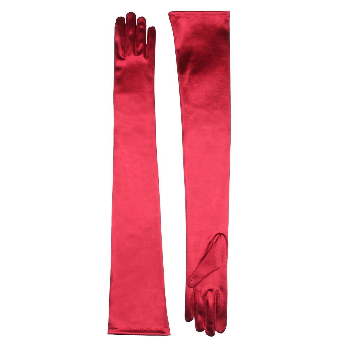 Women's Long Opera Satin Gloves in Burgundy side