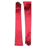 Women's Long Opera Satin Gloves in Burgundy side