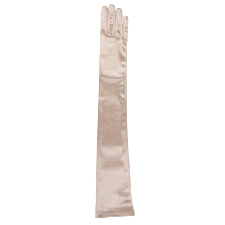 Women's long satin opera gloves in champagne - single glove