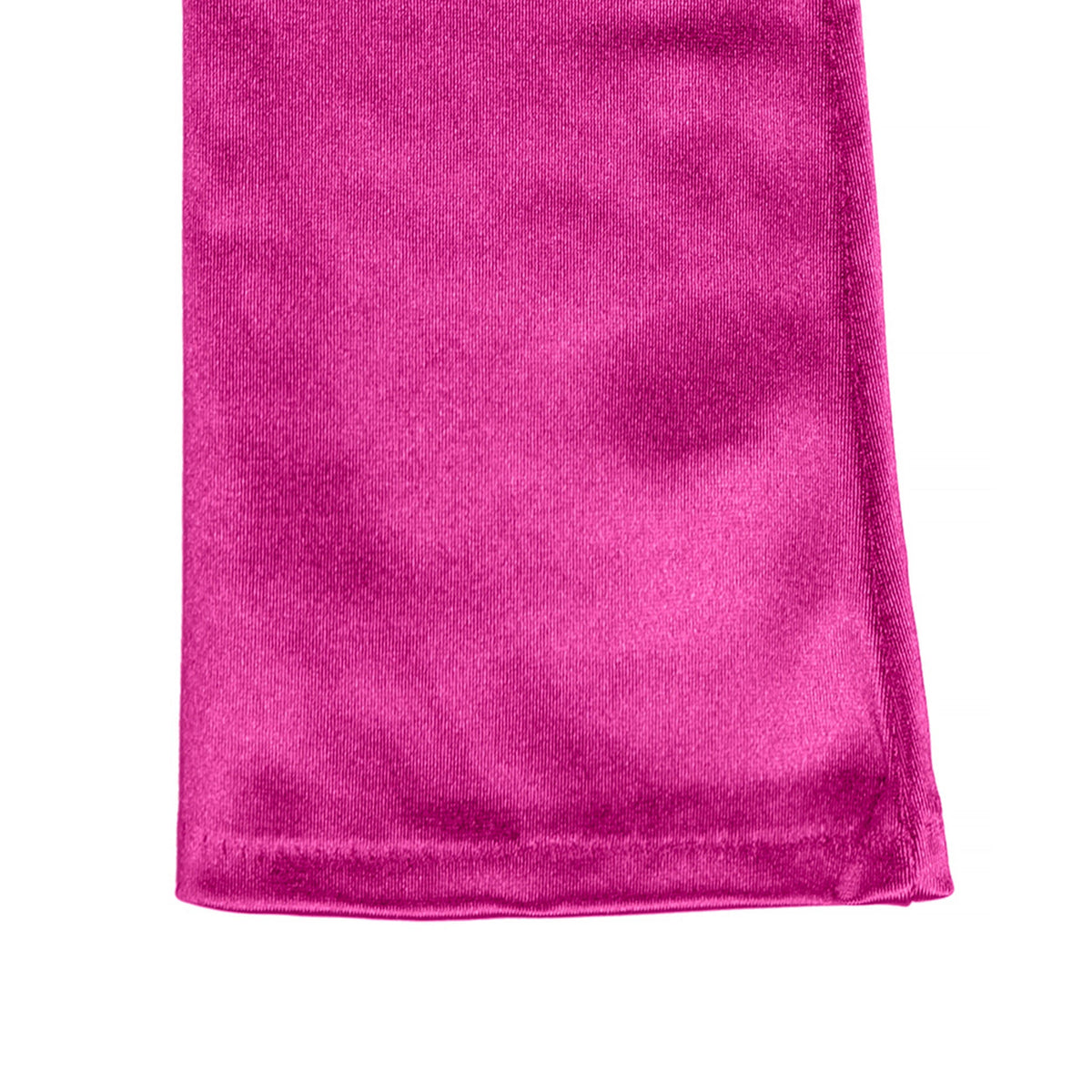 Women's long opera satin gloves in fuchsia - close up of the cuff