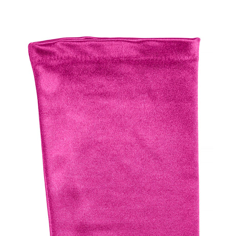 Women's long opera satin gloves in fuchsia - cuff of the glove palm side