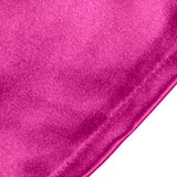 Women's long opera satin gloves in fuchsia - close up of edge