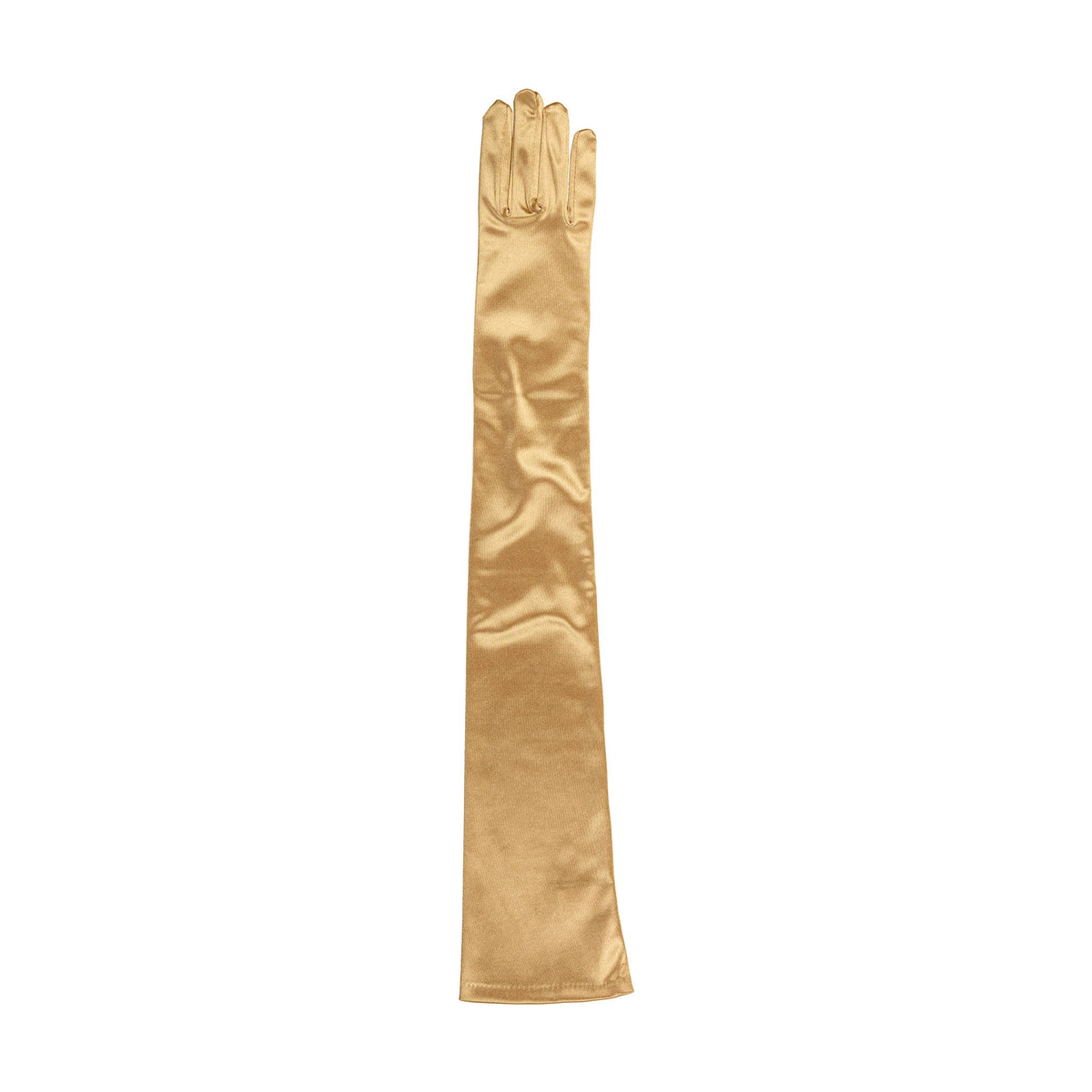 Women's long opera satin gloves in gold - single glove