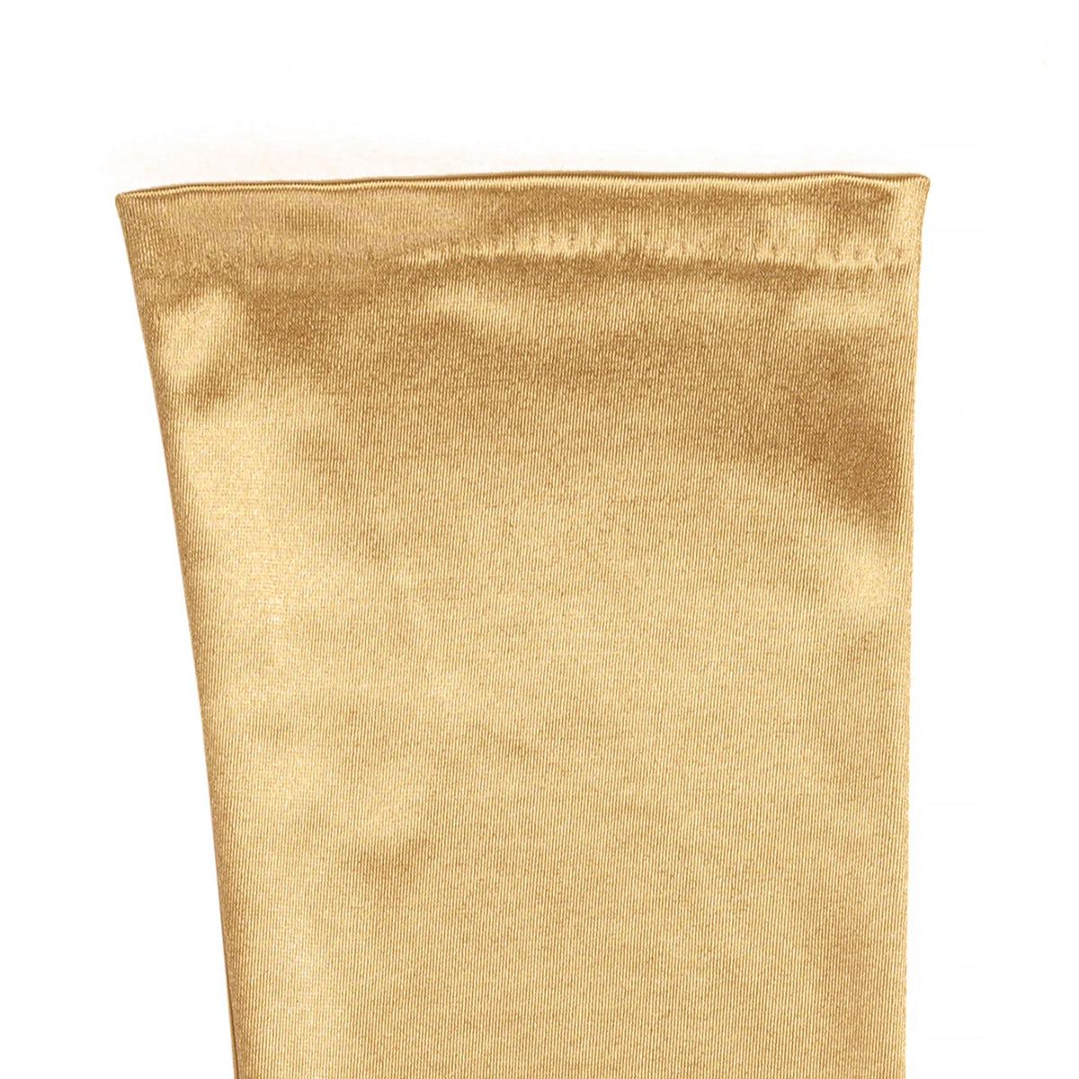 Women's long opera satin gloves in gold - palm side cuff