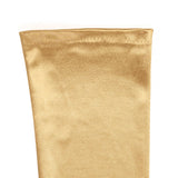 Women's long opera satin gloves in gold - palm side cuff