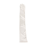 Women's long opera satin gloves in ivory - single glove