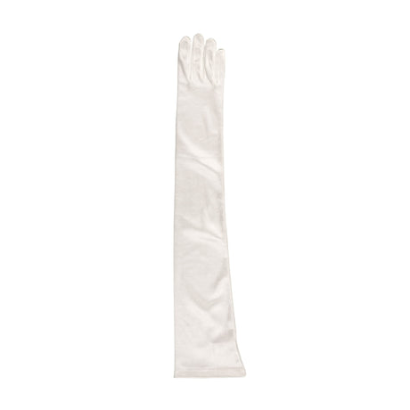 Women's long opera satin gloves in ivory - single glove