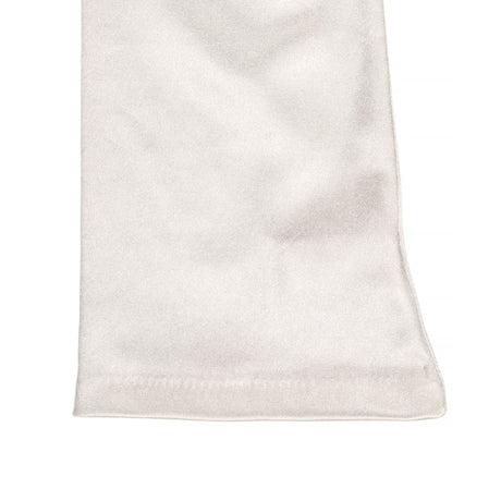 Women's long opera satin gloves in ivory - close up of the cuff