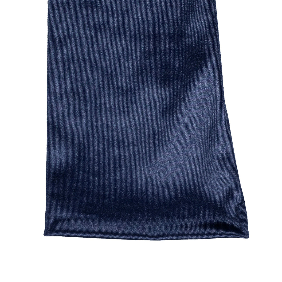 Women's long opera satin gloves in navy - cuff