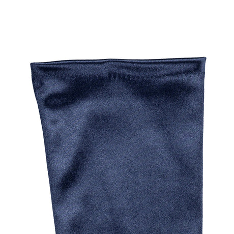 Women's long opera satin gloves in navy cuff
