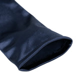 Women's long opera satin gloves in navy open cuff