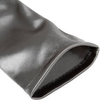 Women's long opera satin gloves in pewter - open cuff