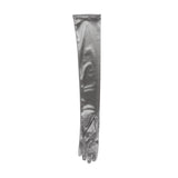Women's long opera satin gloves in pewter - palm side