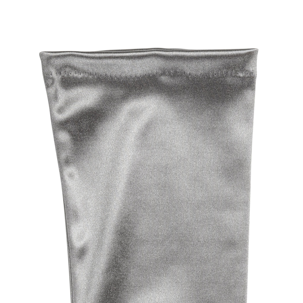 Women's long opera satin gloves in pewter - cuff palm side