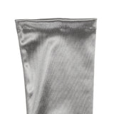 Women's long opera satin gloves in pewter - cuff palm side