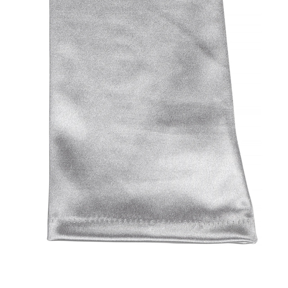 Women's long opera satin gloves in silver grey - cuff