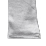 Women's long opera satin gloves in silver grey - cuff