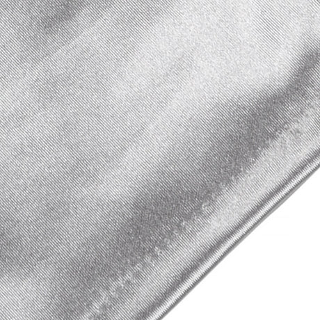 Women's long opera satin gloves in silver grey - end of the cuff