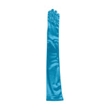 Women's long opera satin gloves in teal - single glove