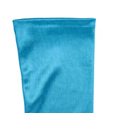 Women's long opera satin gloves in teal - palm side cuff