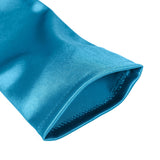Women's long opera satin gloves in teal - open cuff
