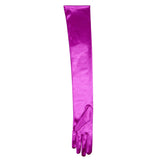 Women's Long Satin Gloves in Violet  left