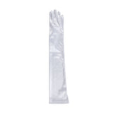 Women's long opera satin gloves in white - single glove