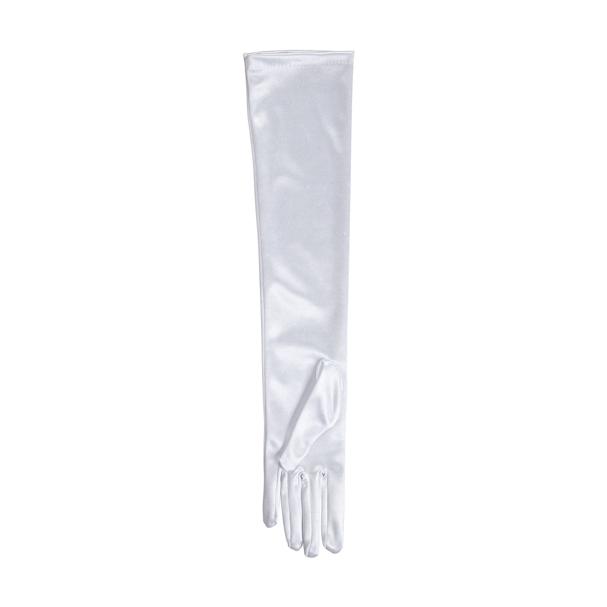 Women's long opera satin gloves in white - palm side