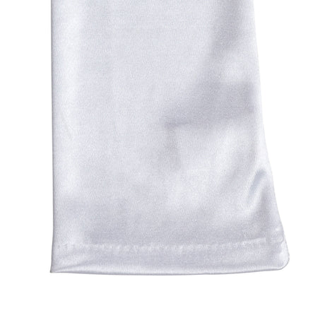 Women's long opera satin gloves in white - cuff