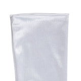 Women's long opera satin gloves in white - palm side cuff