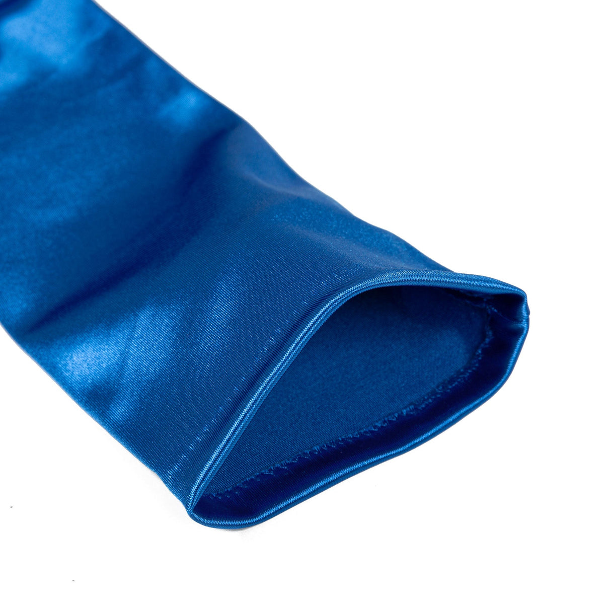 Women's long opera satin gloves in teal open cuff