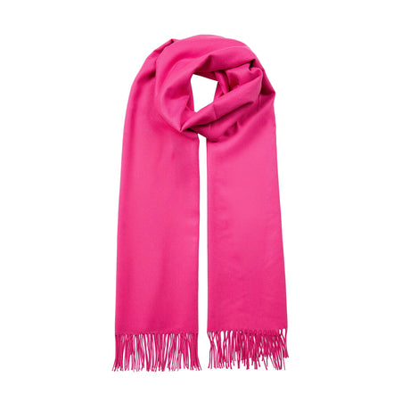 Women's pashmina shawl in orchid, laid out with a loop