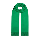 Women's plain pashmina shawl with tassels emerald