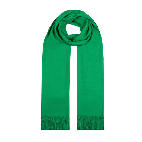 Women's plain pashmina shawl with tassels emerald