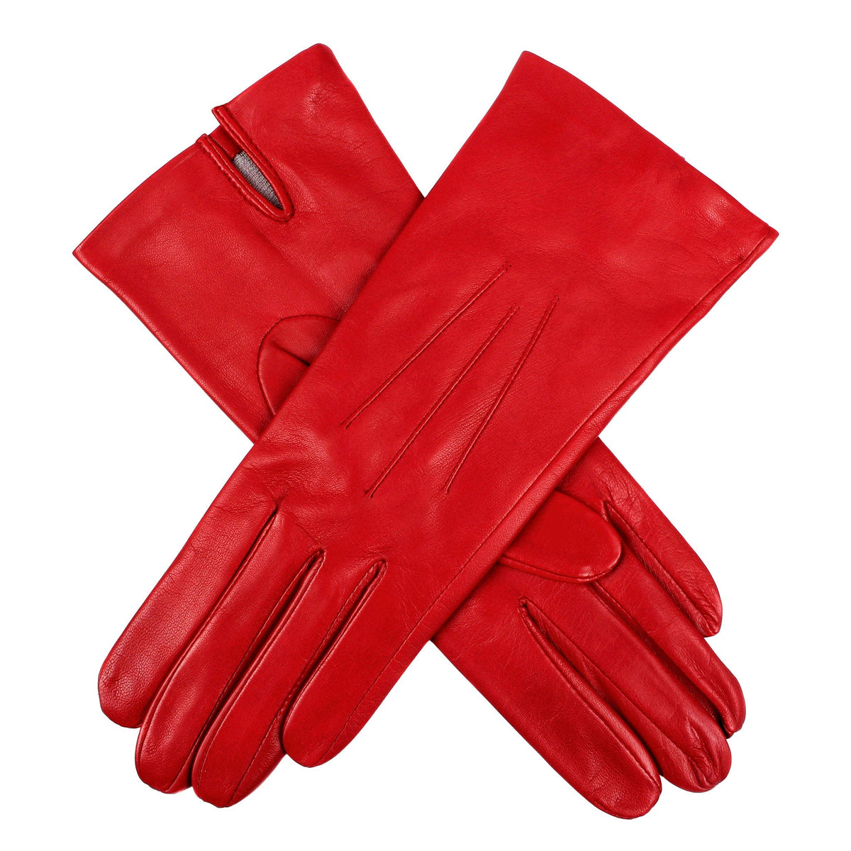 Women's silk-lined leather gloves in berry 