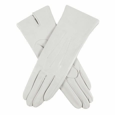 women's silver silk lined leather gloves