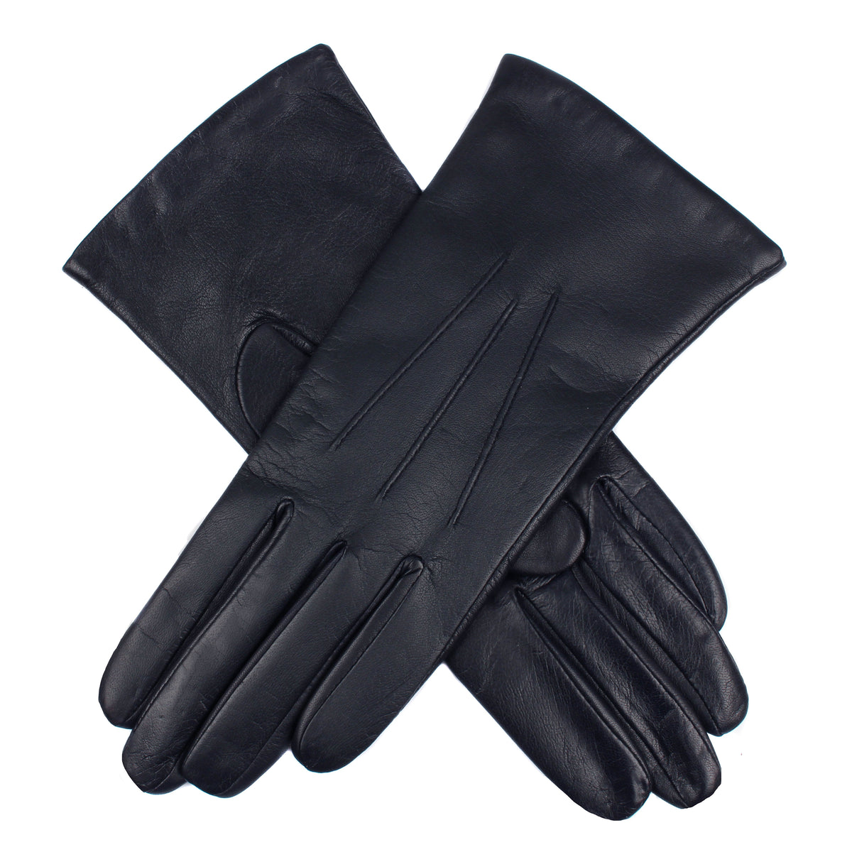 DENTS Isabelle women’s cashmere-lined leather gloves in navy – front