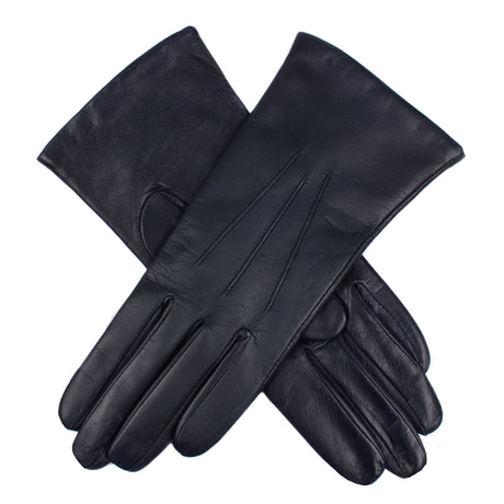 DENTS Isabelle women’s cashmere-lined leather gloves in navy – front