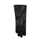 DENTS Isabelle women’s cashmere-lined leather gloves in black – left hand