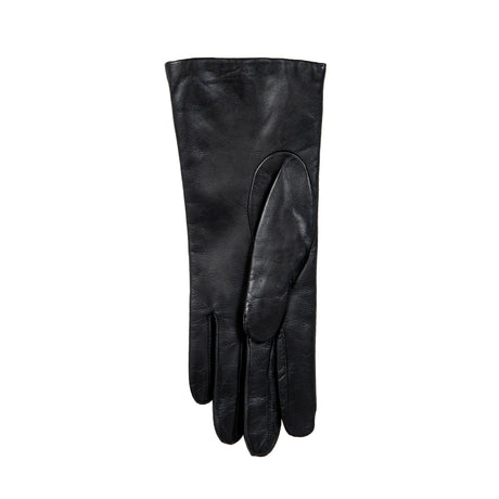 DENTS Isabelle women’s cashmere-lined leather gloves in black – left hand