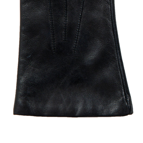 DENTS Isabelle women’s cashmere-lined leather gloves in black – right cuff