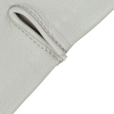 Women's three point leather gloves silver, cuff close. 