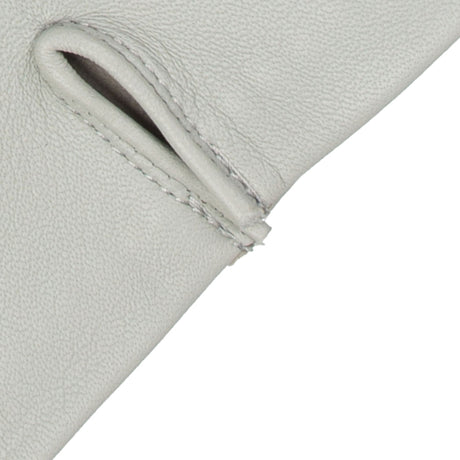 Women's three point leather gloves silver, cuff close. 